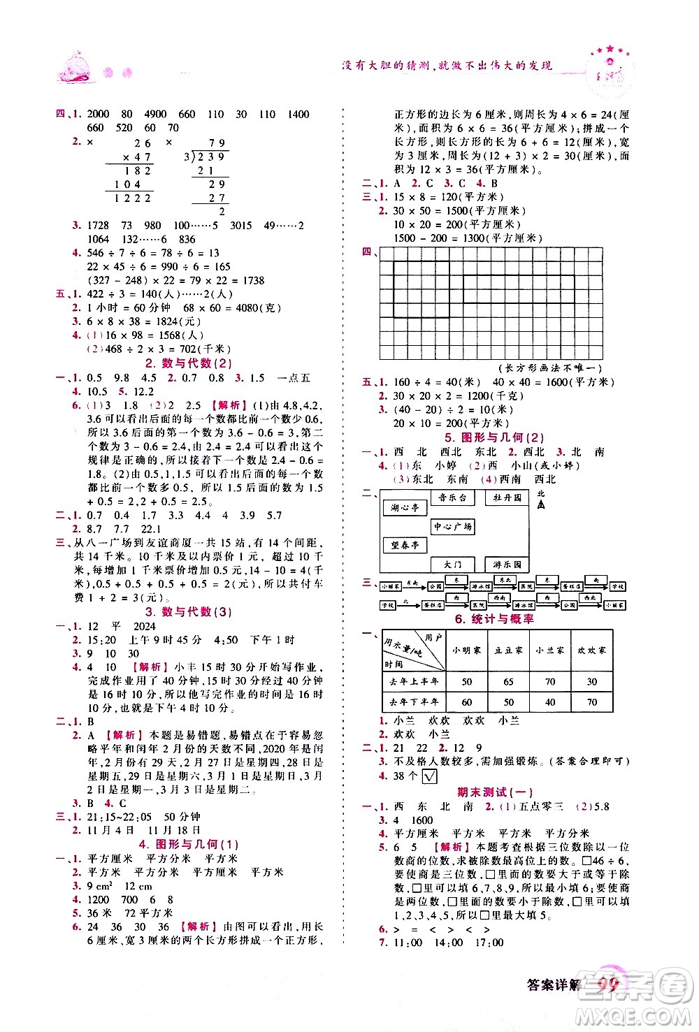 江西人民出版社2021王朝霞創(chuàng)維新課堂數(shù)學(xué)三年級下冊RJ人教版答案