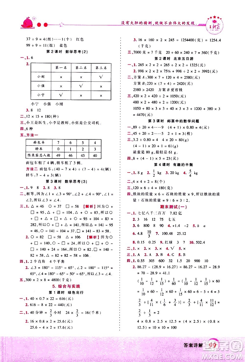 江西人民出版社2021王朝霞創(chuàng)維新課堂數(shù)學(xué)六年級下冊RJ人教版答案