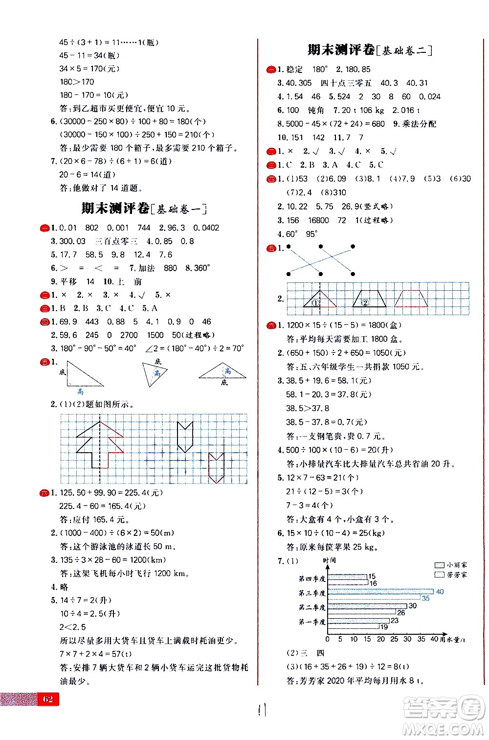 延邊大學(xué)出版社2021春陽(yáng)光計(jì)劃小學(xué)試卷數(shù)學(xué)四年級(jí)下冊(cè)RJ人教版答案