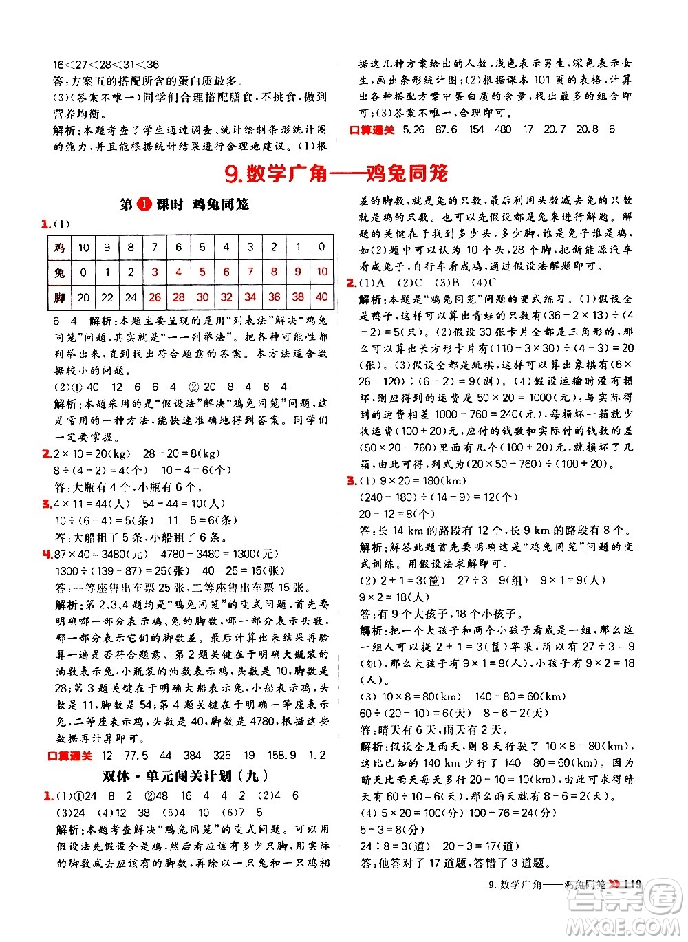 延邊大學(xué)出版社2021春陽光計劃小學(xué)同步數(shù)學(xué)四年級下冊RJ人教版答案