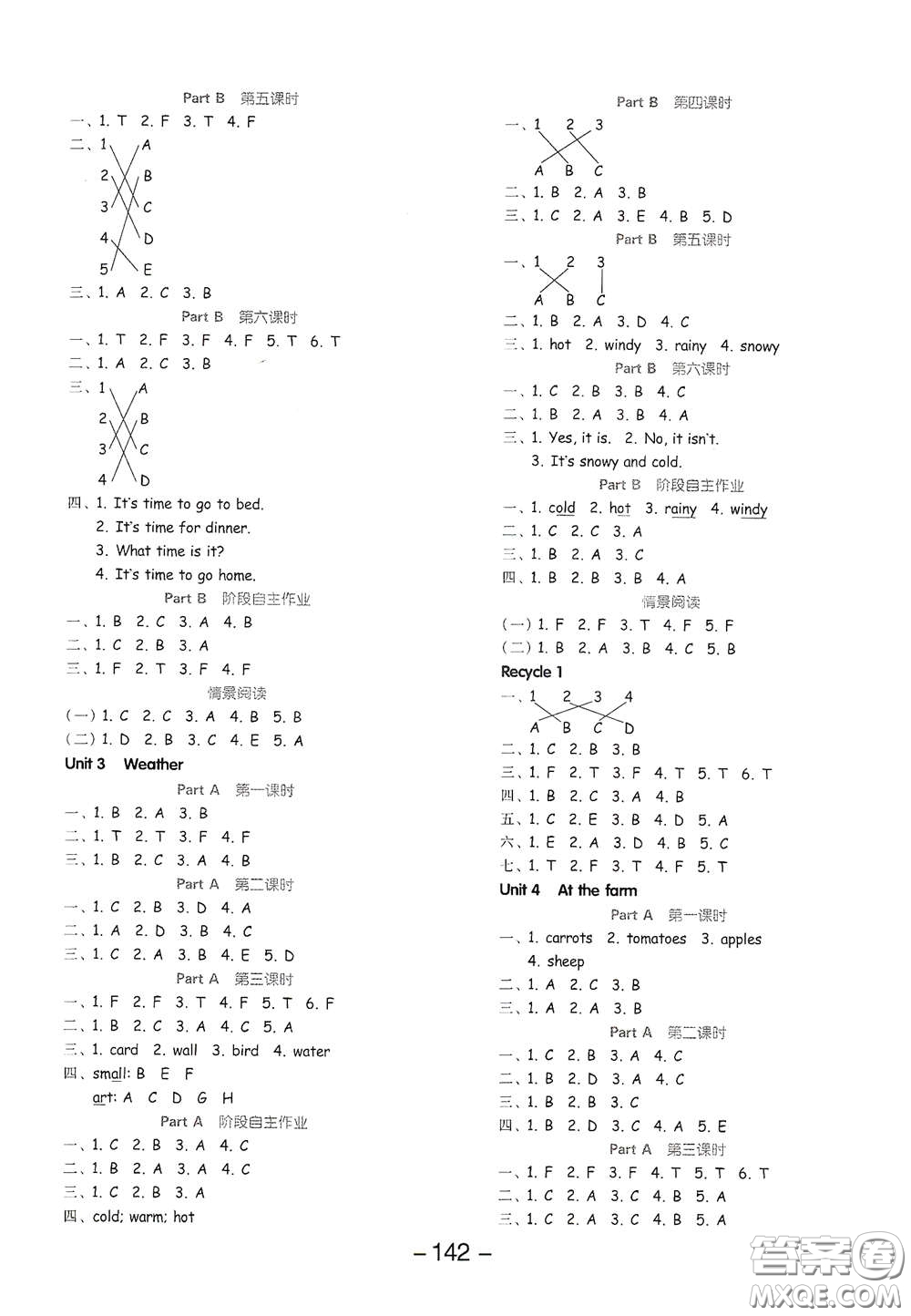 開(kāi)明出版社2021全品學(xué)練考四年級(jí)英語(yǔ)下冊(cè)人教版PEP三年級(jí)起點(diǎn)答案