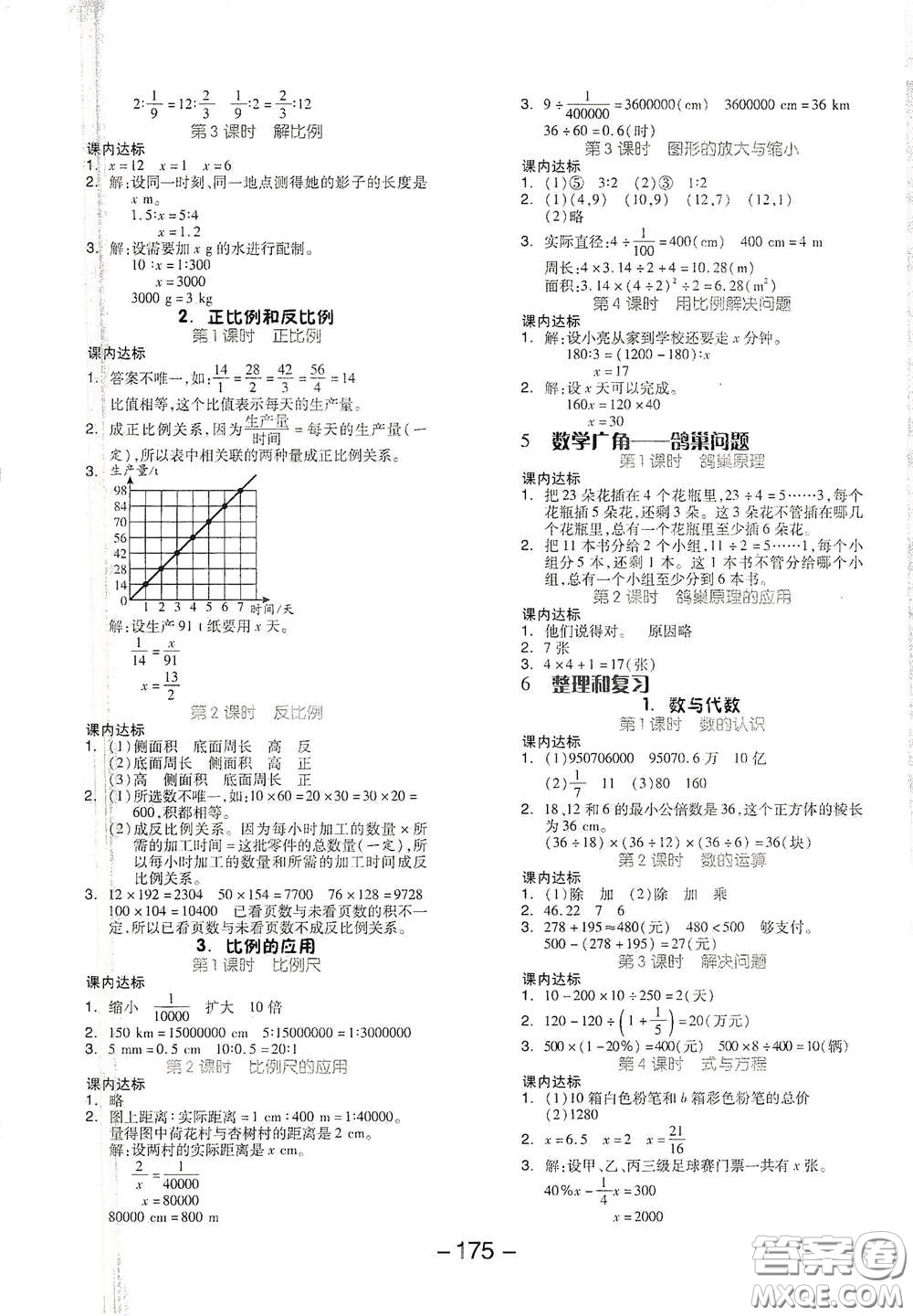 開明出版社2021全品學(xué)練考六年級數(shù)學(xué)下冊人教版答案