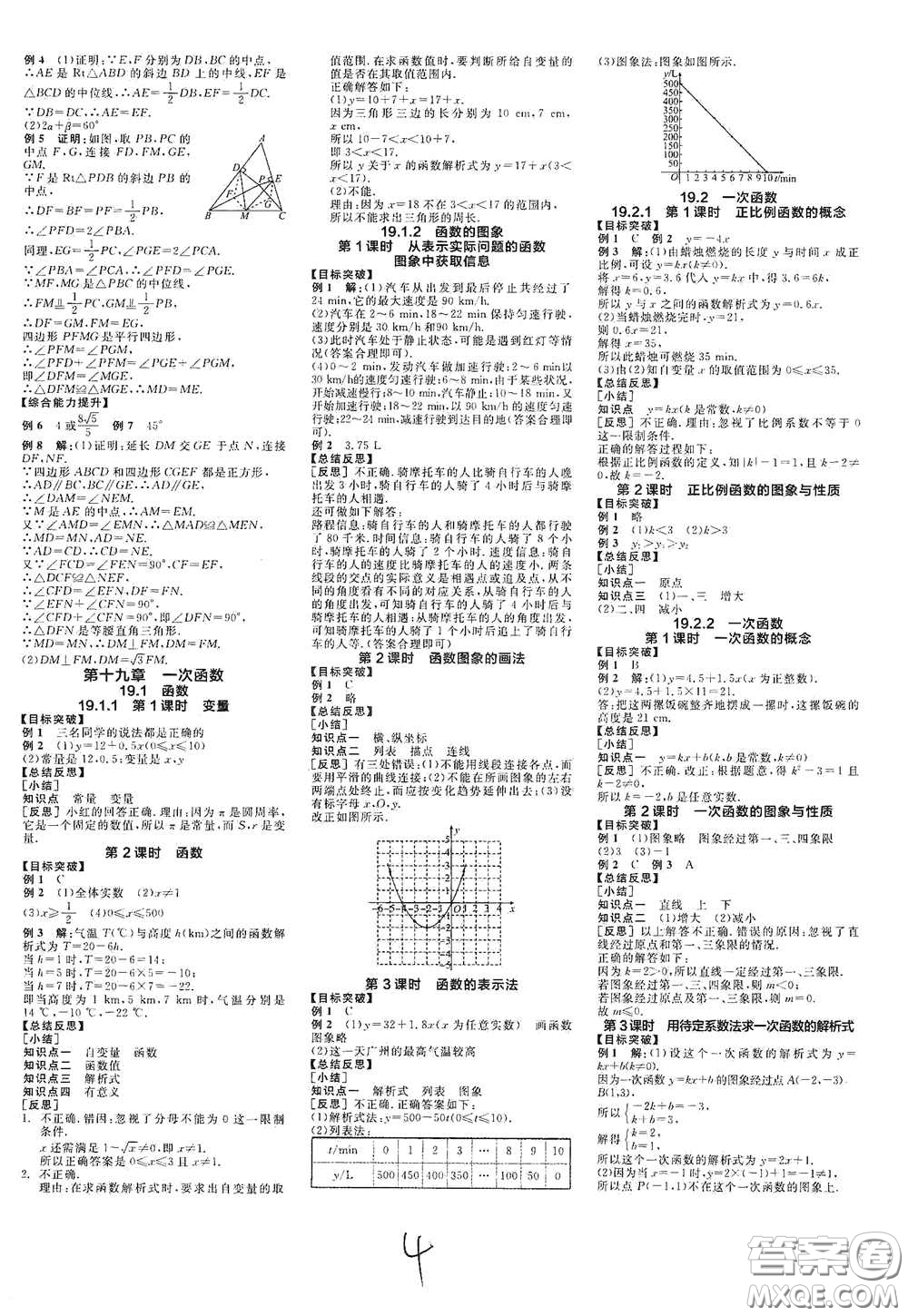 陽光出版社2021春全品學(xué)練考聽課手冊八年級數(shù)學(xué)下冊新課標人教版江西省專用答案