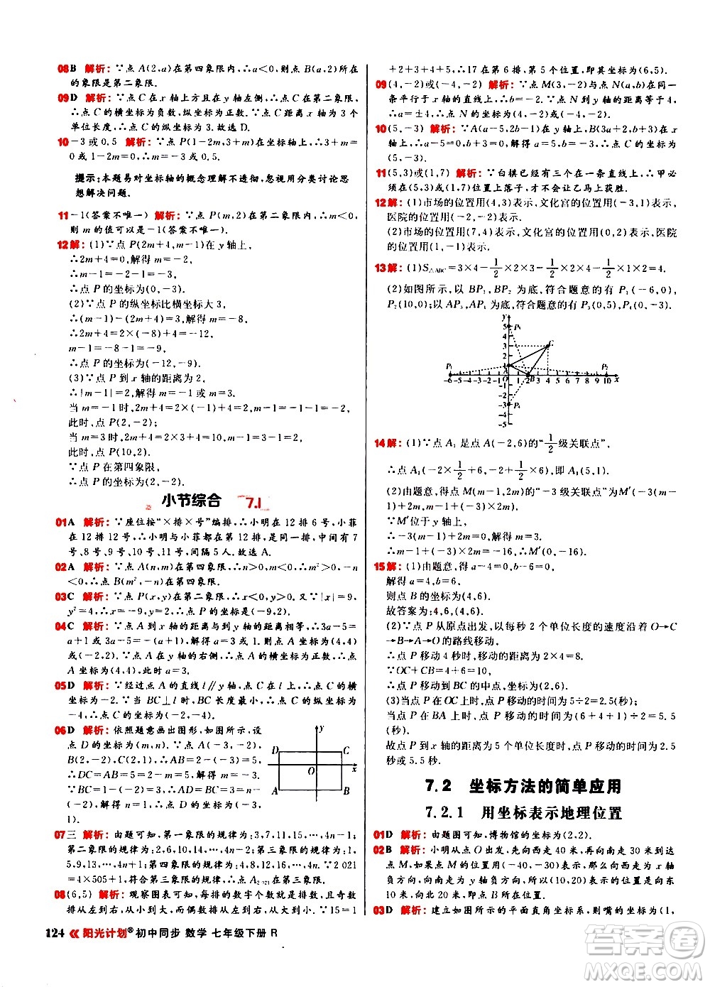 黑龍江教育出版社2021春陽光計劃初中同步數(shù)學(xué)七年級下冊R人教版答案