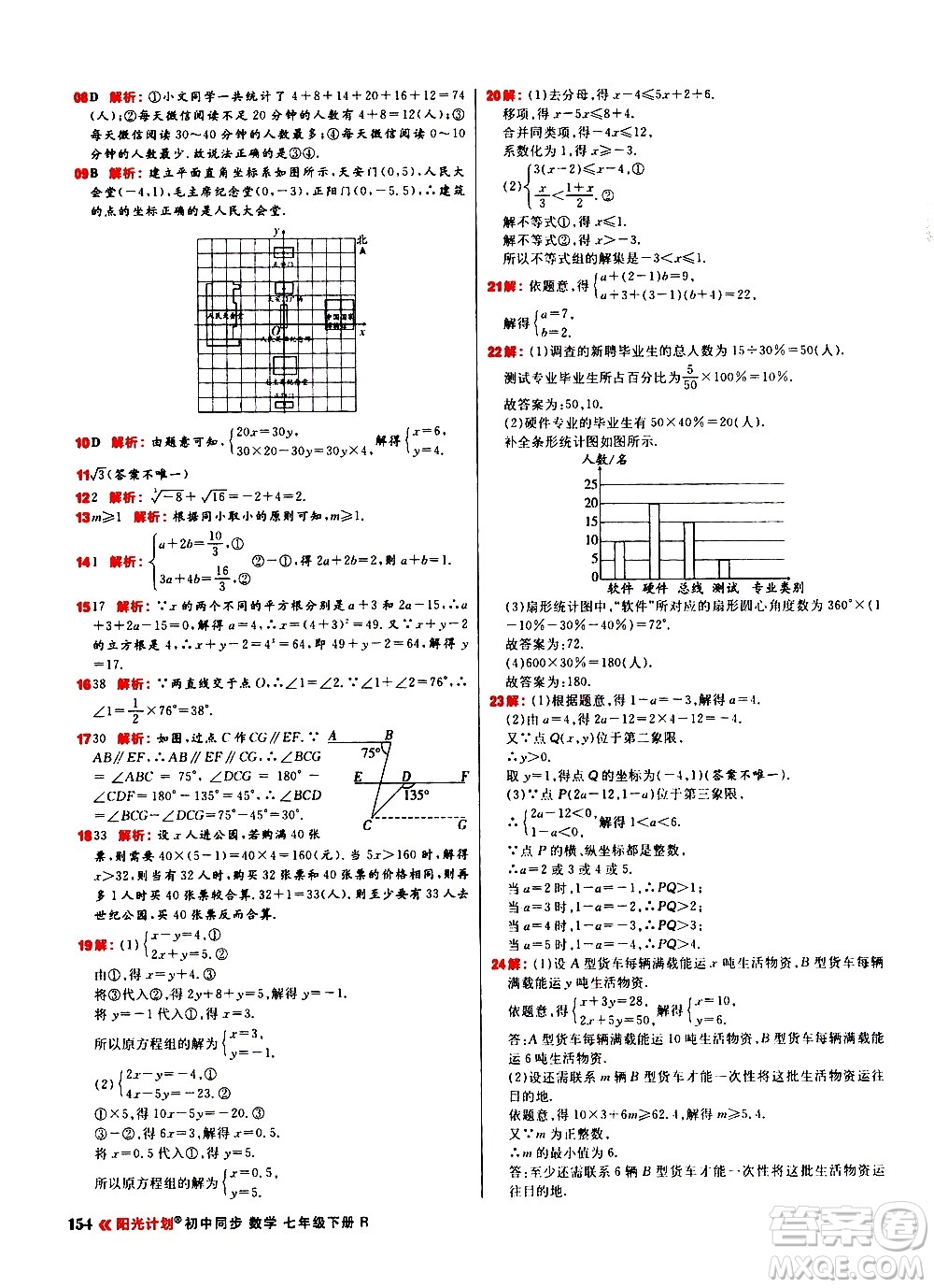 黑龍江教育出版社2021春陽光計劃初中同步數(shù)學(xué)七年級下冊R人教版答案