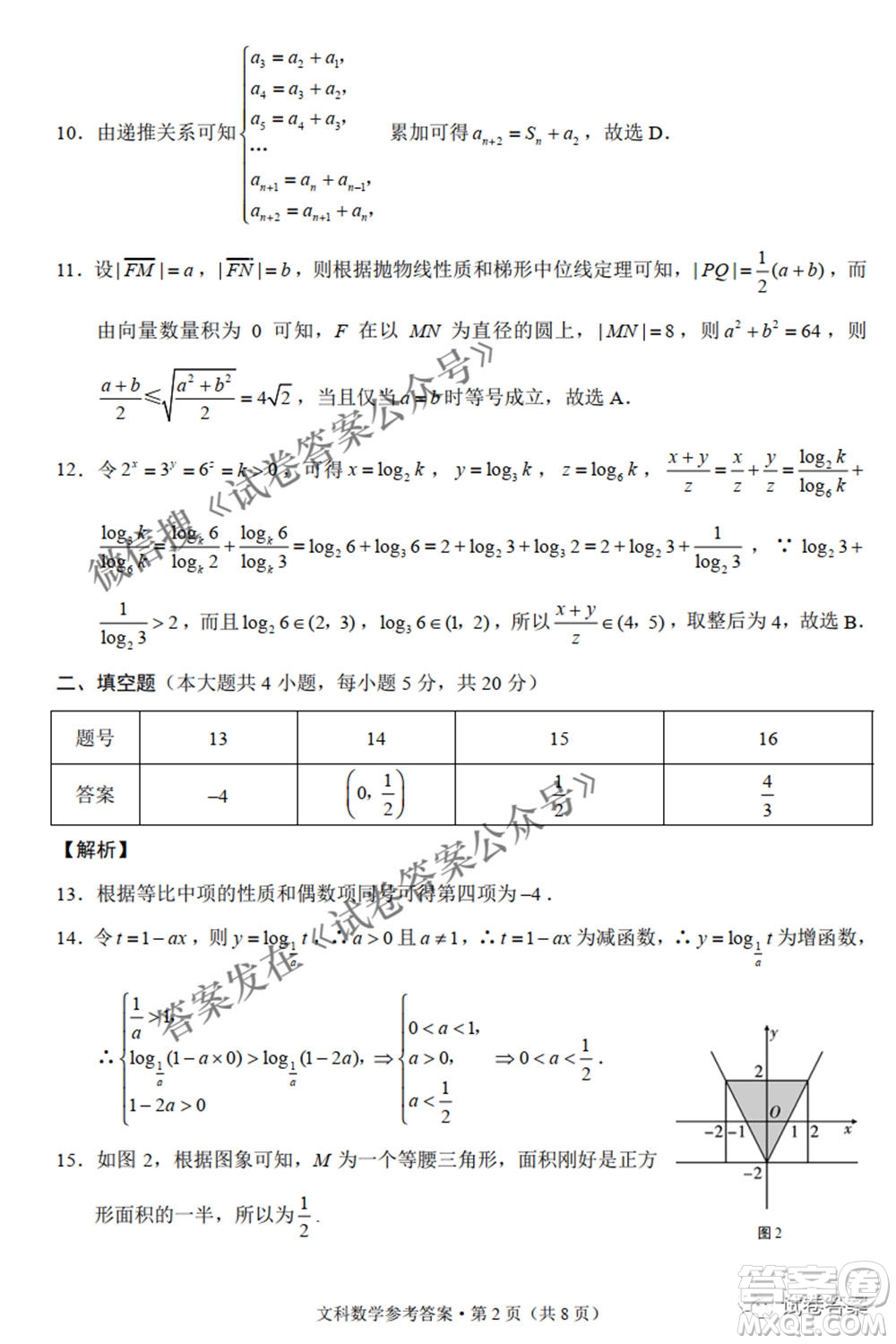 2021屆3+3+3高考備考診斷性聯(lián)考卷二文科數(shù)學(xué)試題及答案