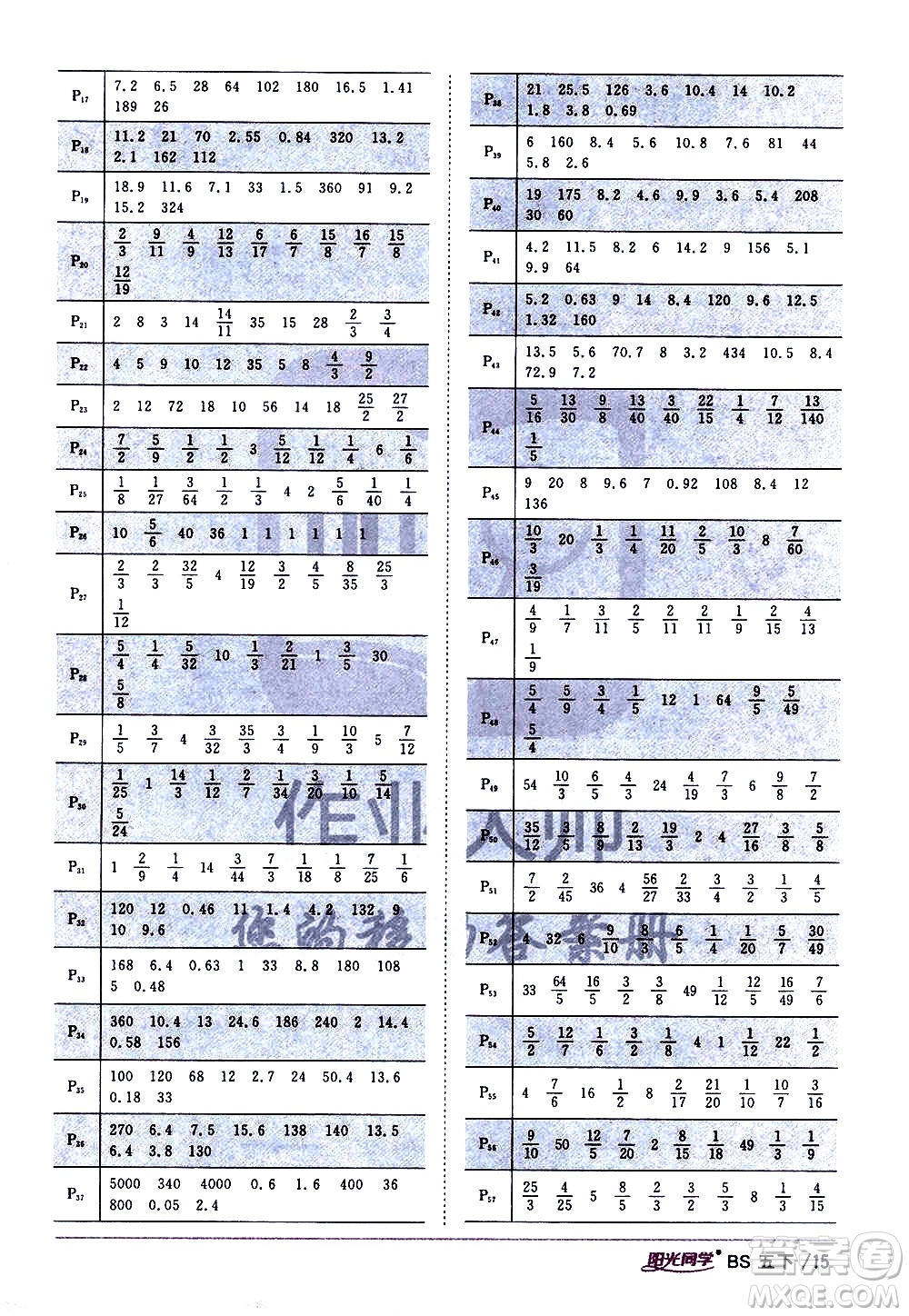 江西教育出版社2021陽(yáng)光同學(xué)課時(shí)優(yōu)化作業(yè)數(shù)學(xué)五年級(jí)下冊(cè)BS北師大版答案