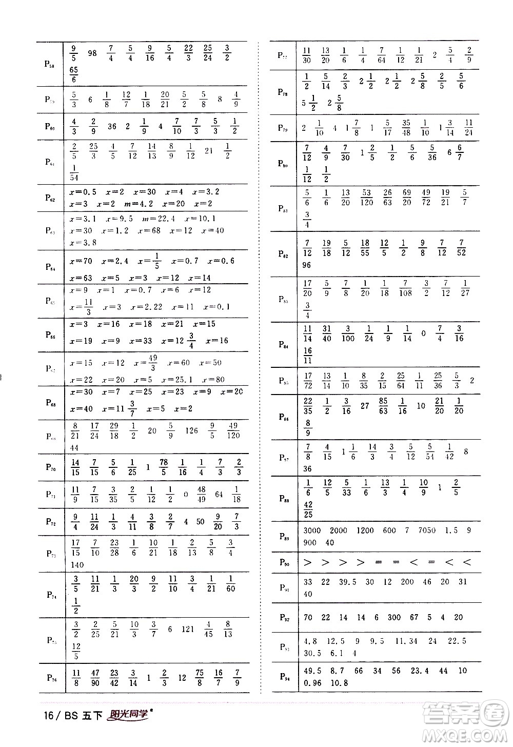 江西教育出版社2021陽(yáng)光同學(xué)課時(shí)優(yōu)化作業(yè)數(shù)學(xué)五年級(jí)下冊(cè)BS北師大版答案