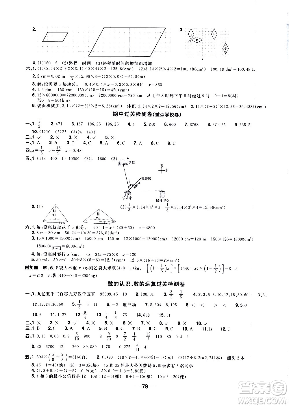 江西教育出版社2021陽光同學(xué)一線名師全優(yōu)好卷數(shù)學(xué)六年級下冊BS北師大版答案