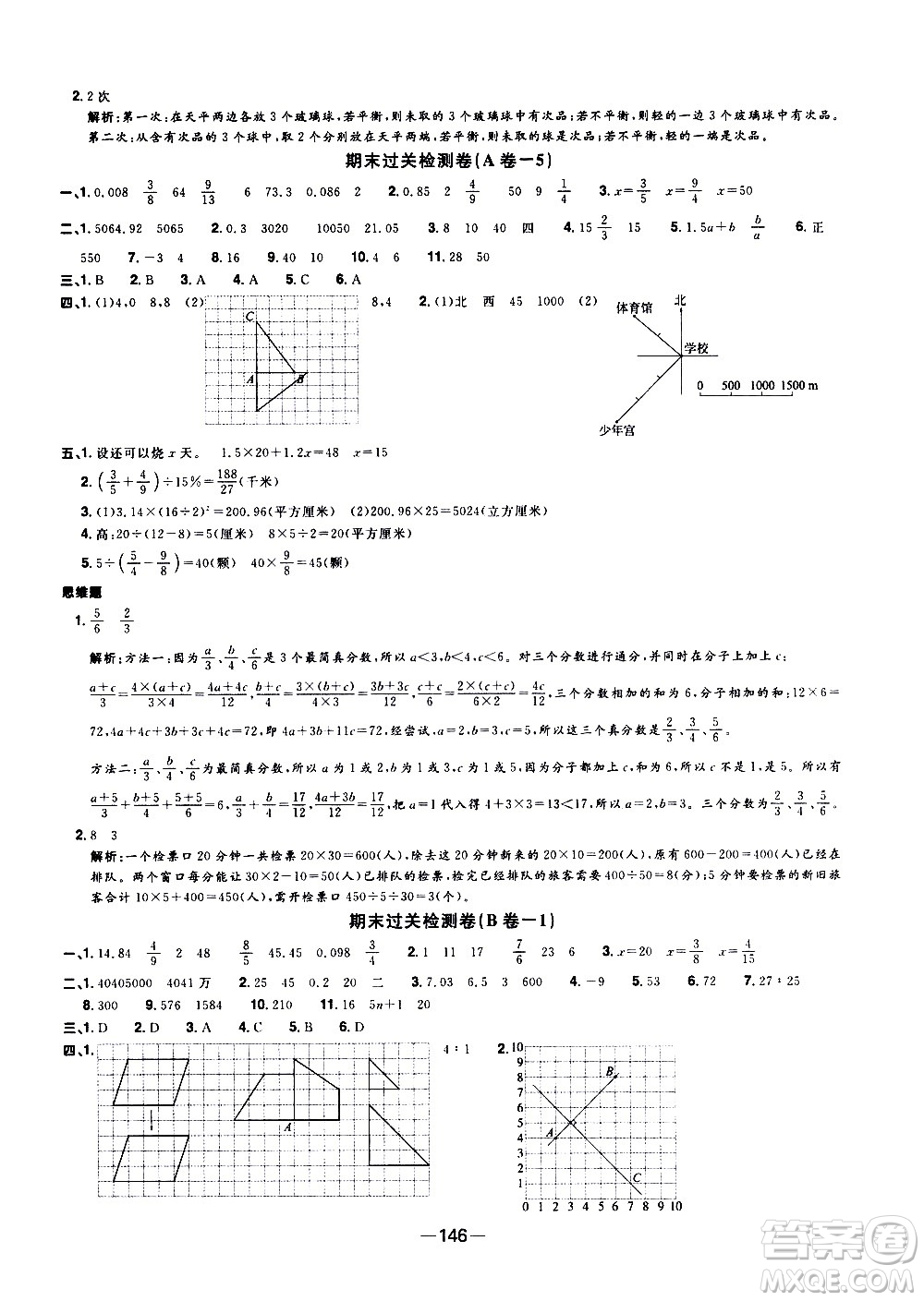 江西教育出版社2021陽光同學(xué)一線名師全優(yōu)好卷數(shù)學(xué)六年級下冊SJ蘇教版答案