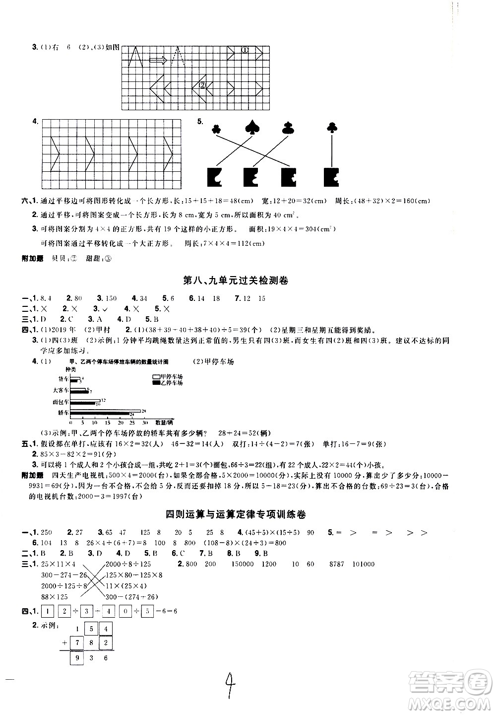 浙江教育出版社2021陽(yáng)光同學(xué)全優(yōu)達(dá)標(biāo)好卷數(shù)學(xué)四年級(jí)下冊(cè)R人教版浙江專(zhuān)版答案