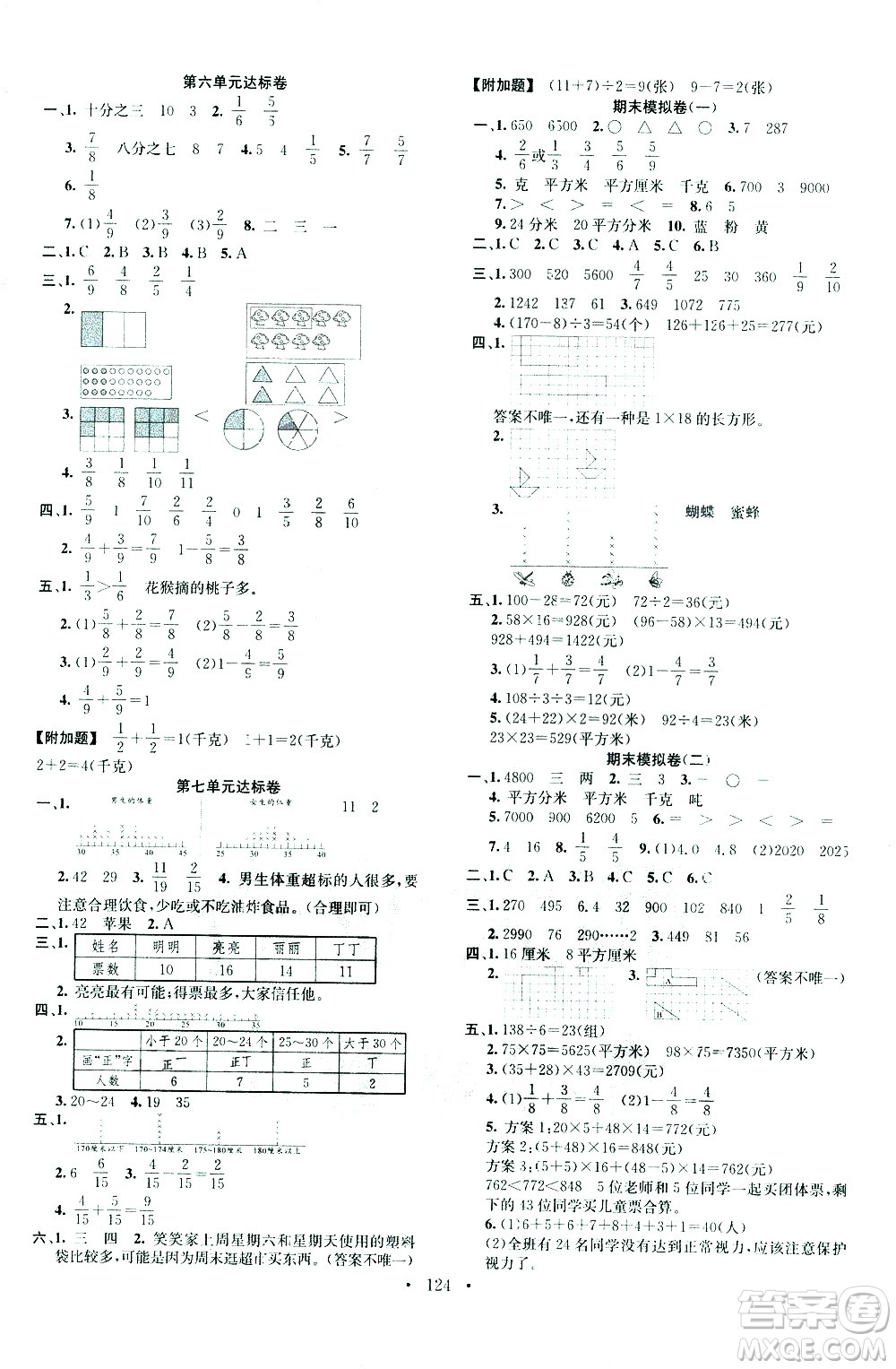 廣東經(jīng)濟(jì)出版社2021名校課堂數(shù)學(xué)三年級下冊BSD北師大版答案