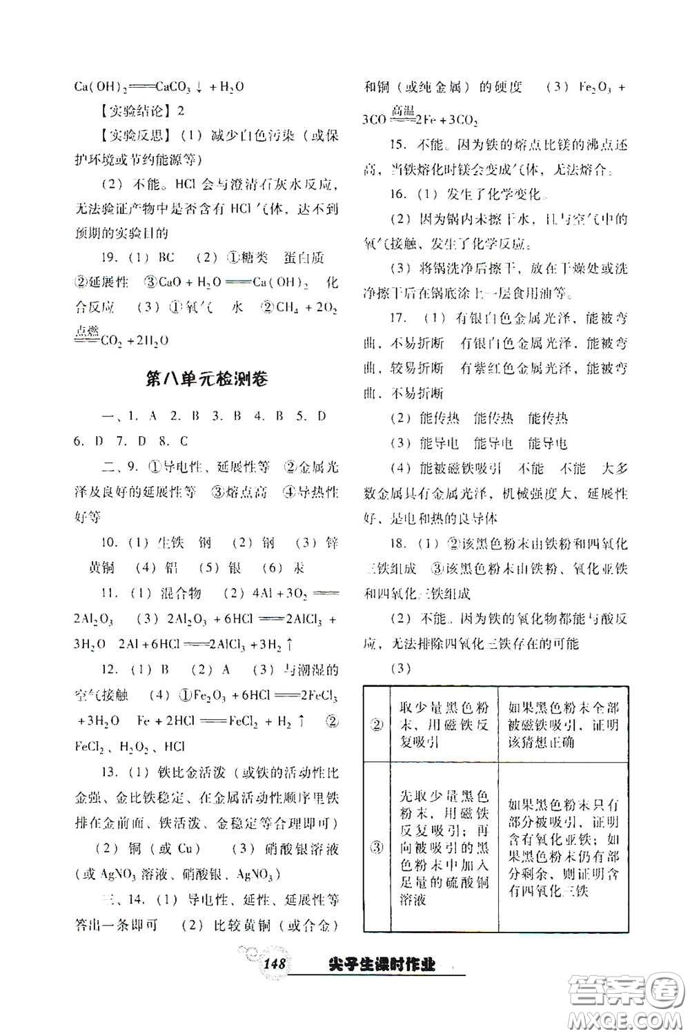 遼寧教育出版社2021尖子生新課堂課時作業(yè)九年級化學(xué)下冊人教版答案