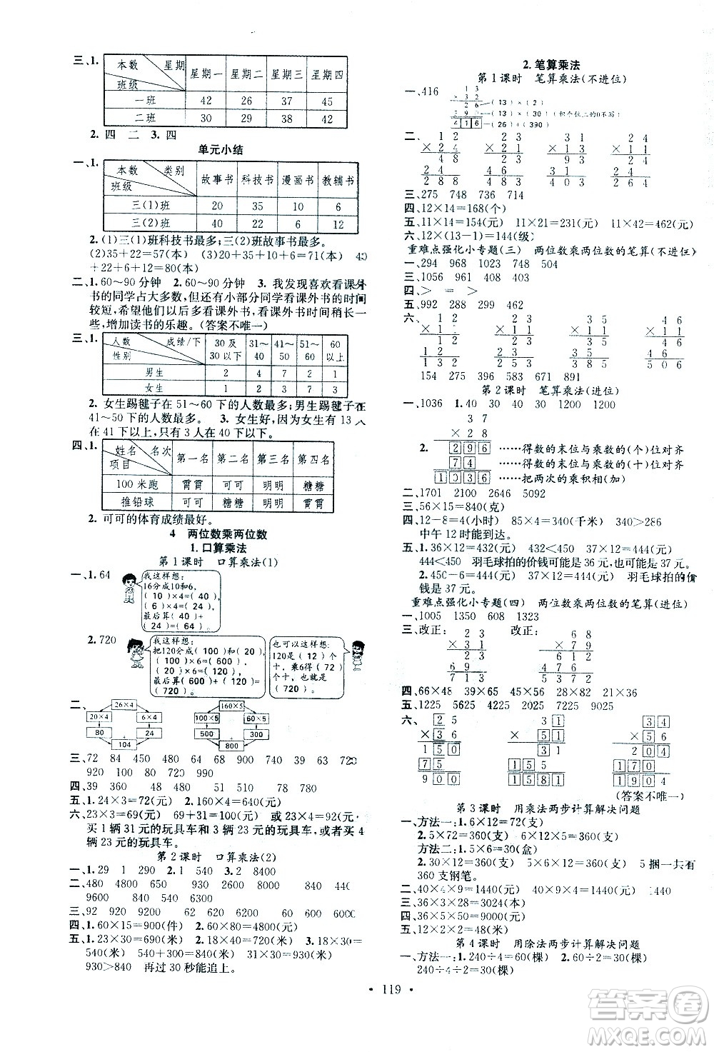 廣東經(jīng)濟(jì)出版社2021名校課堂數(shù)學(xué)三年級(jí)下冊(cè)RJ人教版答案