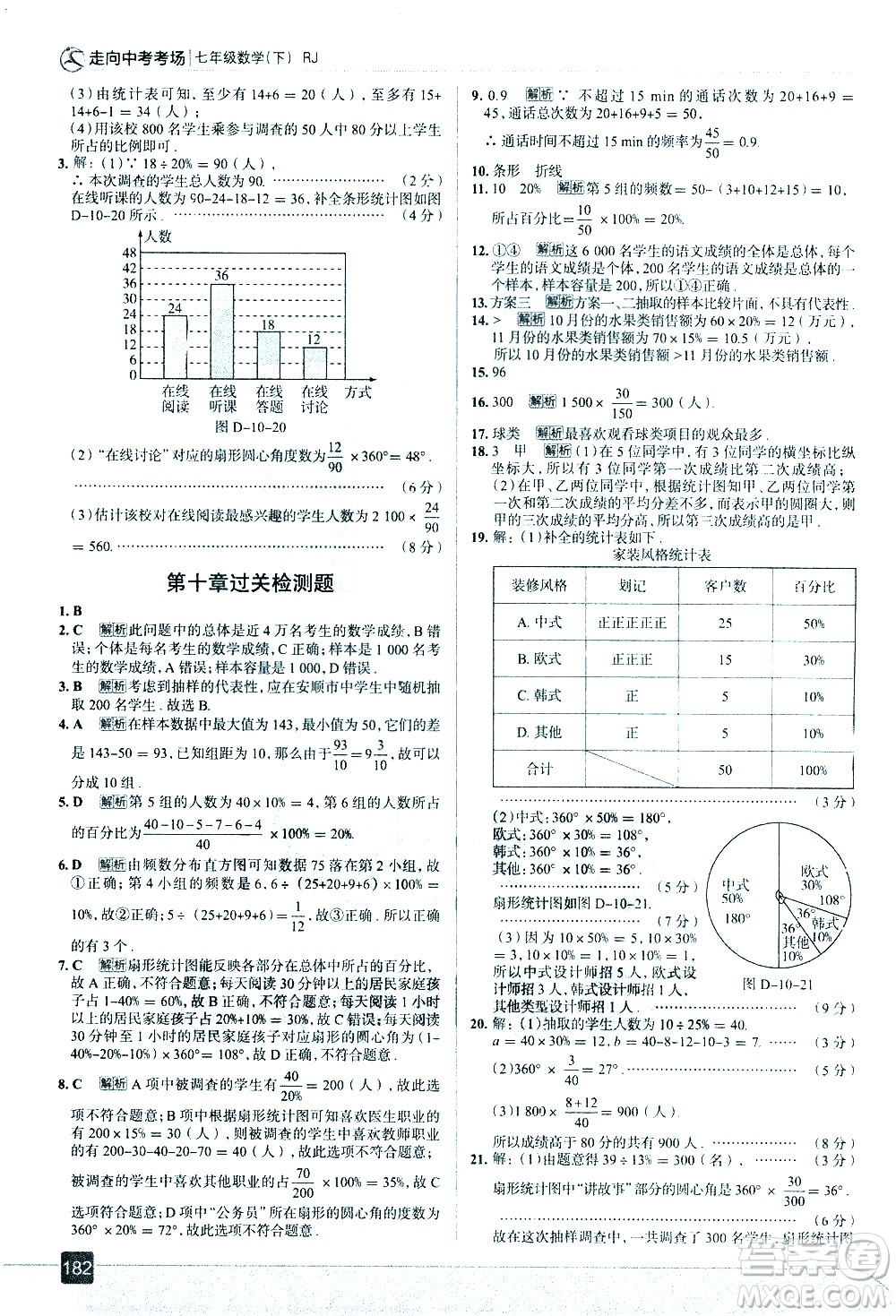 現(xiàn)代教育出版社2021走向中考考場(chǎng)數(shù)學(xué)七年級(jí)下冊(cè)RJ人教版答案