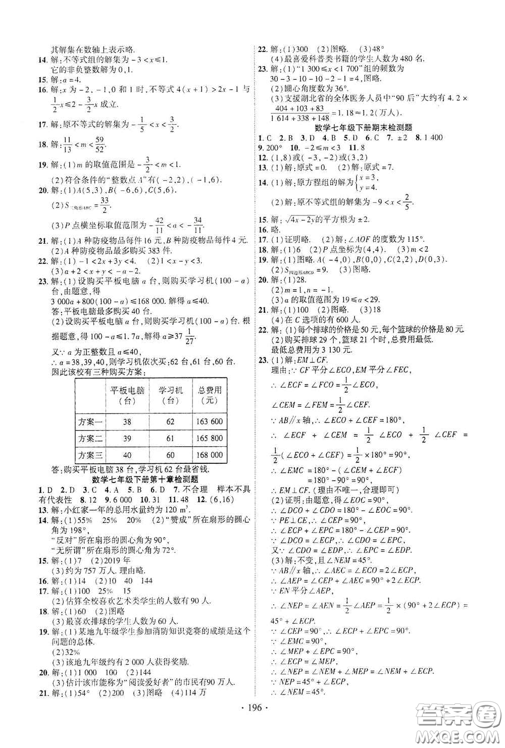 寧夏人民教育出版社2021暢優(yōu)新課堂七年級(jí)數(shù)學(xué)下冊(cè)人教版江西專版答案