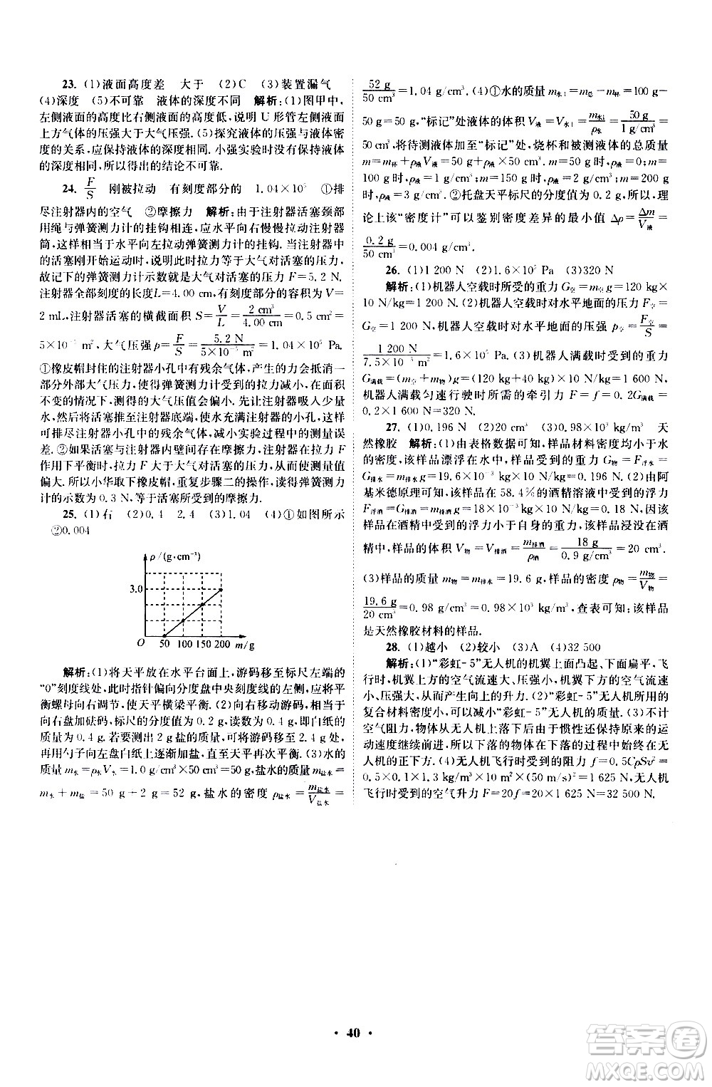 江蘇鳳凰科學(xué)技術(shù)出版社2021初中物理小題狂做提優(yōu)版八年級下冊蘇科版答案