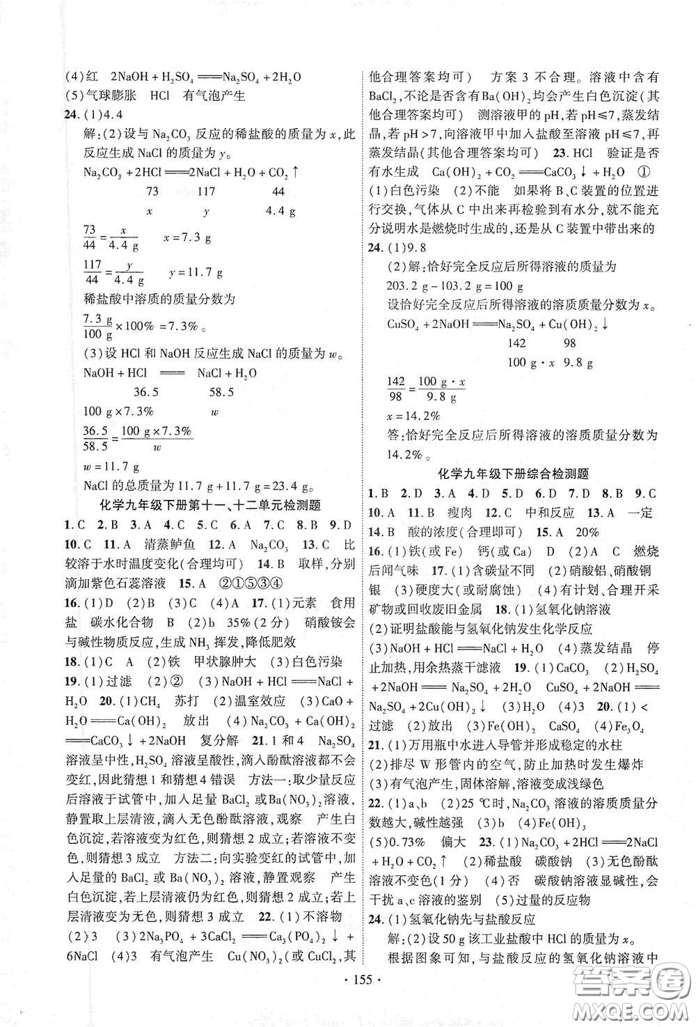 寧夏人民教育出版社2021暢優(yōu)新課堂九年級(jí)化學(xué)下冊(cè)人教版江西專版答案