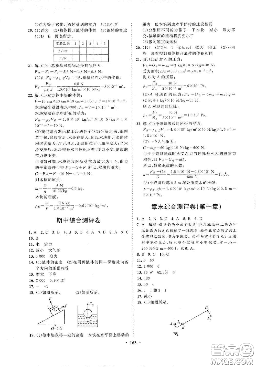 海南出版社2021新課程同步練習冊八年級物理下冊滬科版答案