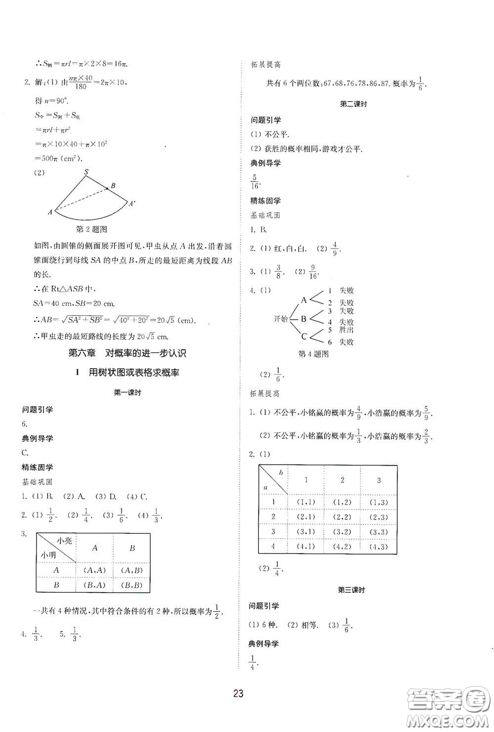 山東教育出版社2021初中同步練習(xí)冊九年級數(shù)學(xué)下冊魯教版五四學(xué)制答案