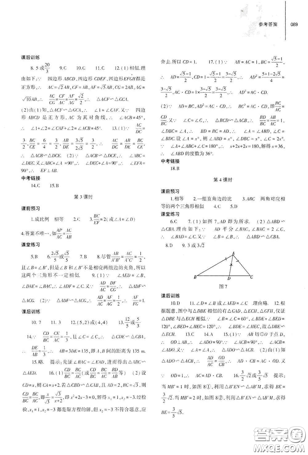 大象出版社2021初中同步練習(xí)冊九年級數(shù)學(xué)下冊人教版山東專版答案