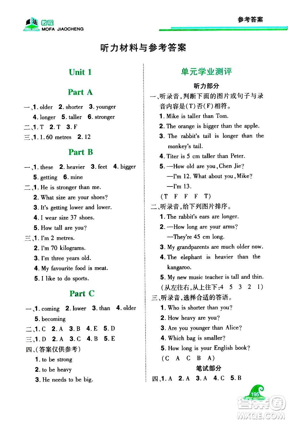 江西美術(shù)出版社2021魔法教程英語六年級下冊精解版RJ人教版答案