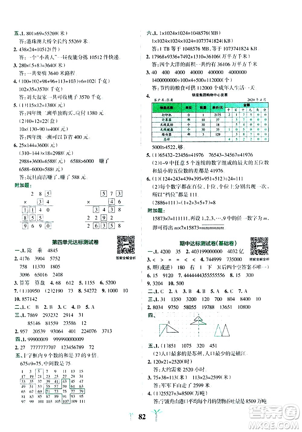 陜西師范大學出版總社有限公司2021小學學霸沖A卷數(shù)學四年級下冊SJ蘇教版答案