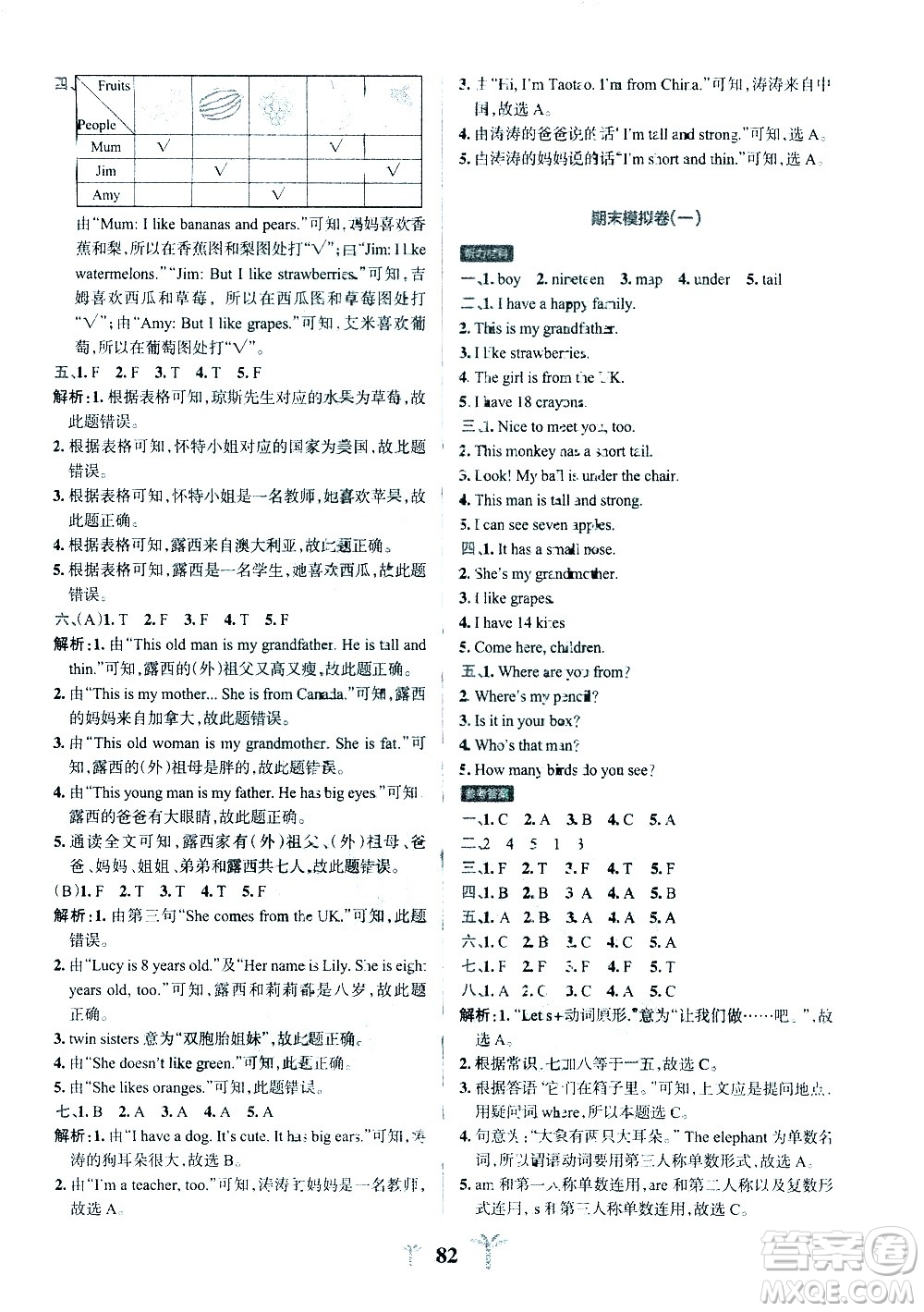 陜西師范大學出版總社有限公司2021小學學霸沖A卷英語三年級下冊RJ人教版答案