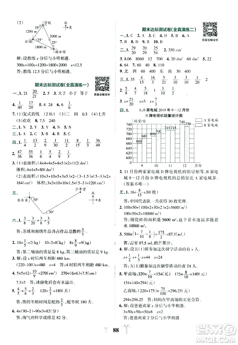 陜西師范大學(xué)出版總社有限公司2021小學(xué)學(xué)霸沖A卷數(shù)學(xué)五年級下冊BS北師大版答案