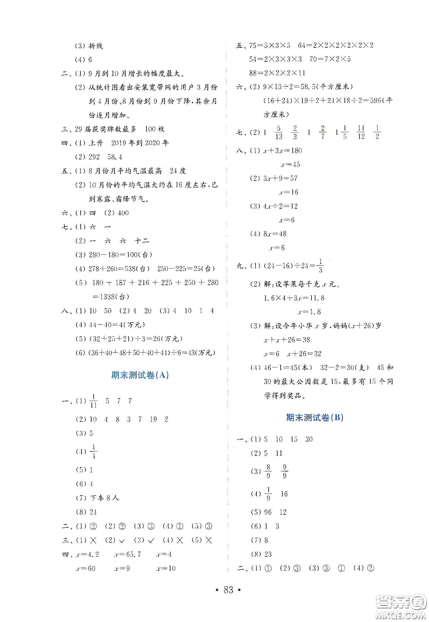 山東教育出版社2021金版小學(xué)數(shù)學(xué)試卷金鑰匙四年級下冊答案