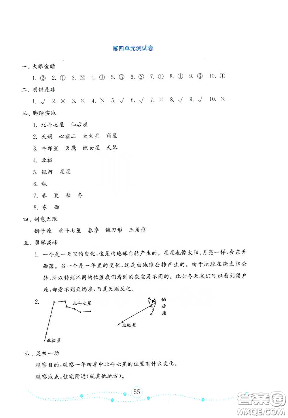 山東教育出版社2021金版小學(xué)科學(xué)試卷金鑰匙五年級下冊山東小學(xué)專用答案