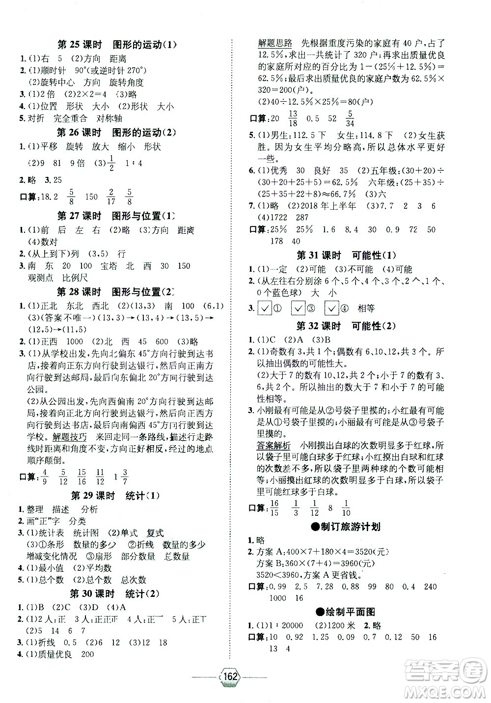 現(xiàn)代教育出版社2021走向優(yōu)等生六年級(jí)數(shù)學(xué)下江蘇版答案