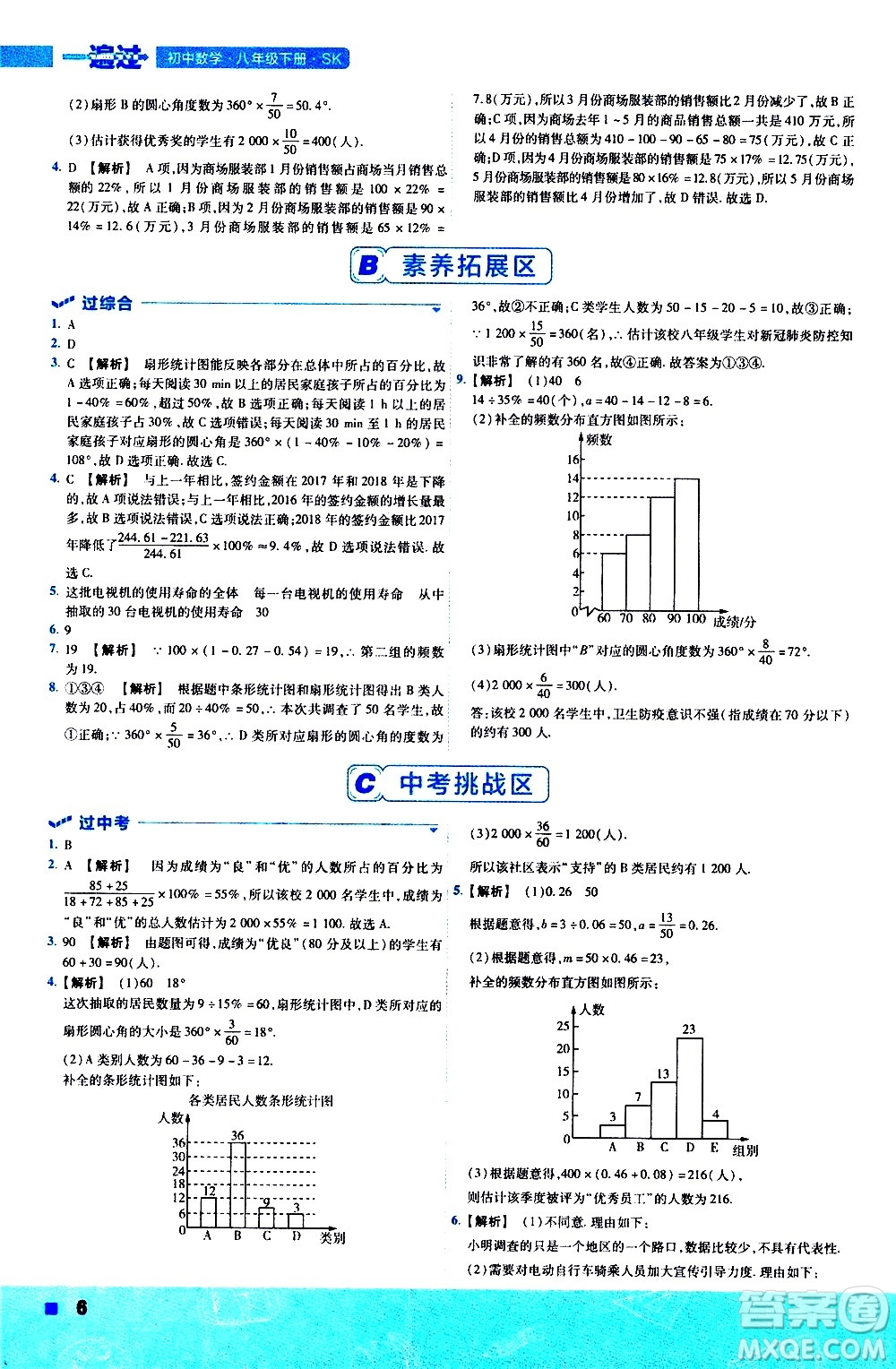 南京師范大學(xué)出版社2021版一遍過初中數(shù)學(xué)八年級(jí)下冊(cè)SK蘇科版答案