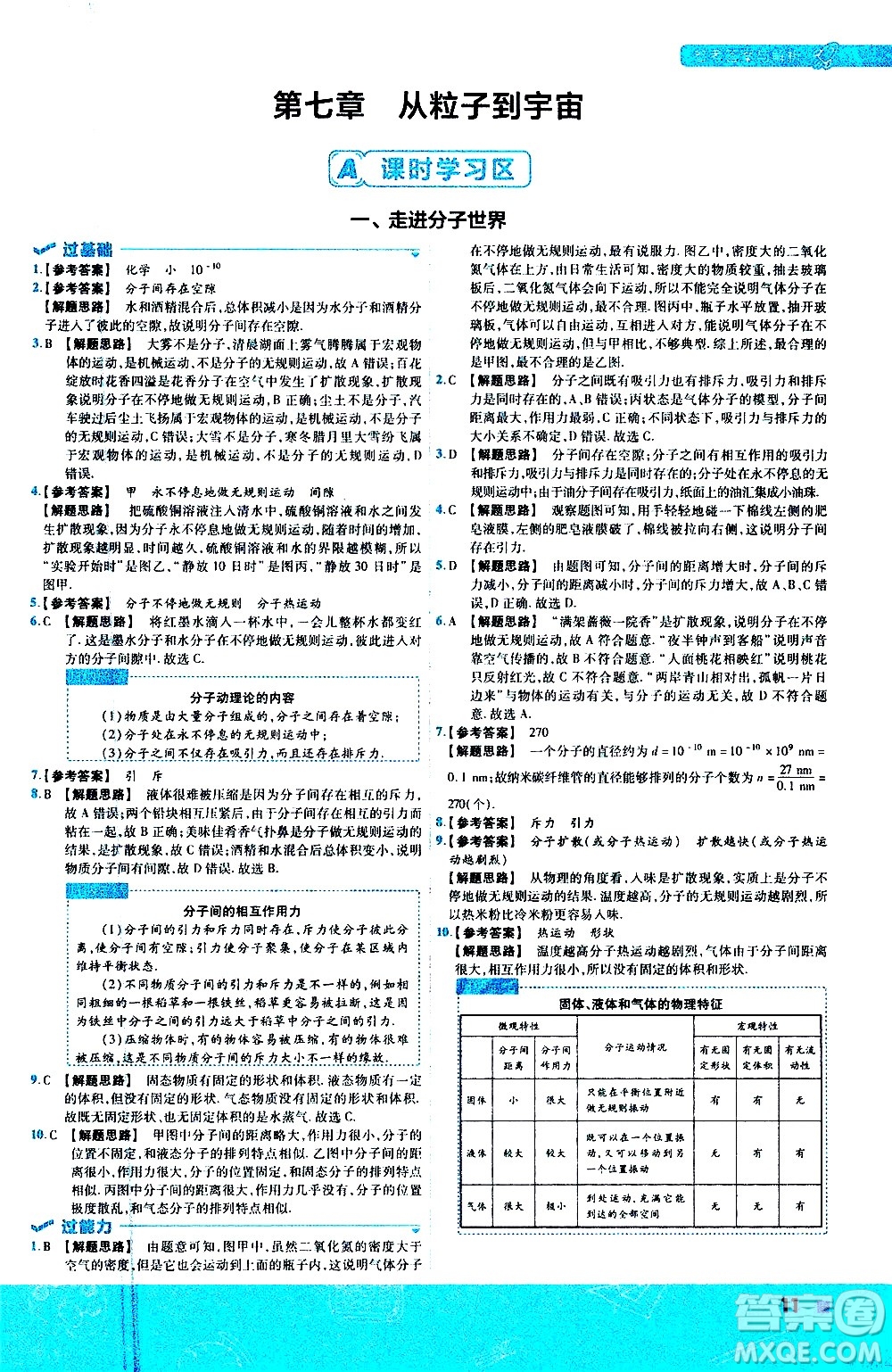 南京師范大學出版社2021版一遍過初中物理八年級下冊SK蘇科版答案