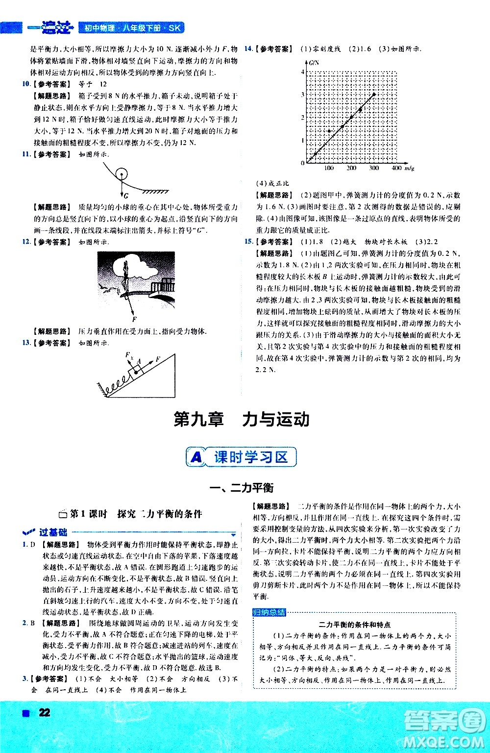 南京師范大學出版社2021版一遍過初中物理八年級下冊SK蘇科版答案