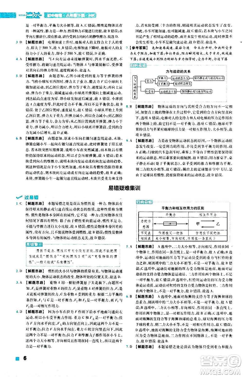 南京師范大學出版社2021版一遍過初中物理八年級下冊HK滬科版答案