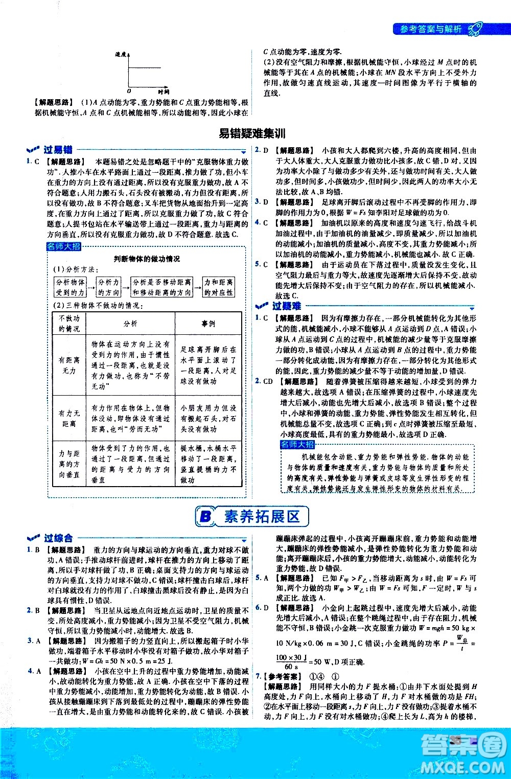 南京師范大學(xué)出版社2021版一遍過初中物理八年級下冊RJ人教版答案