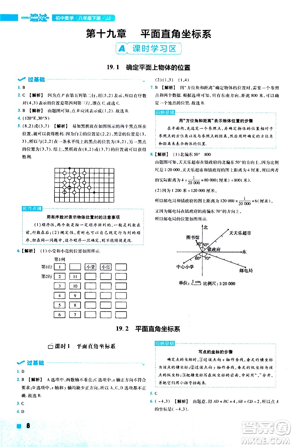 南京師范大學(xué)出版社2021版一遍過初中數(shù)學(xué)八年級下冊JJ冀教版答案