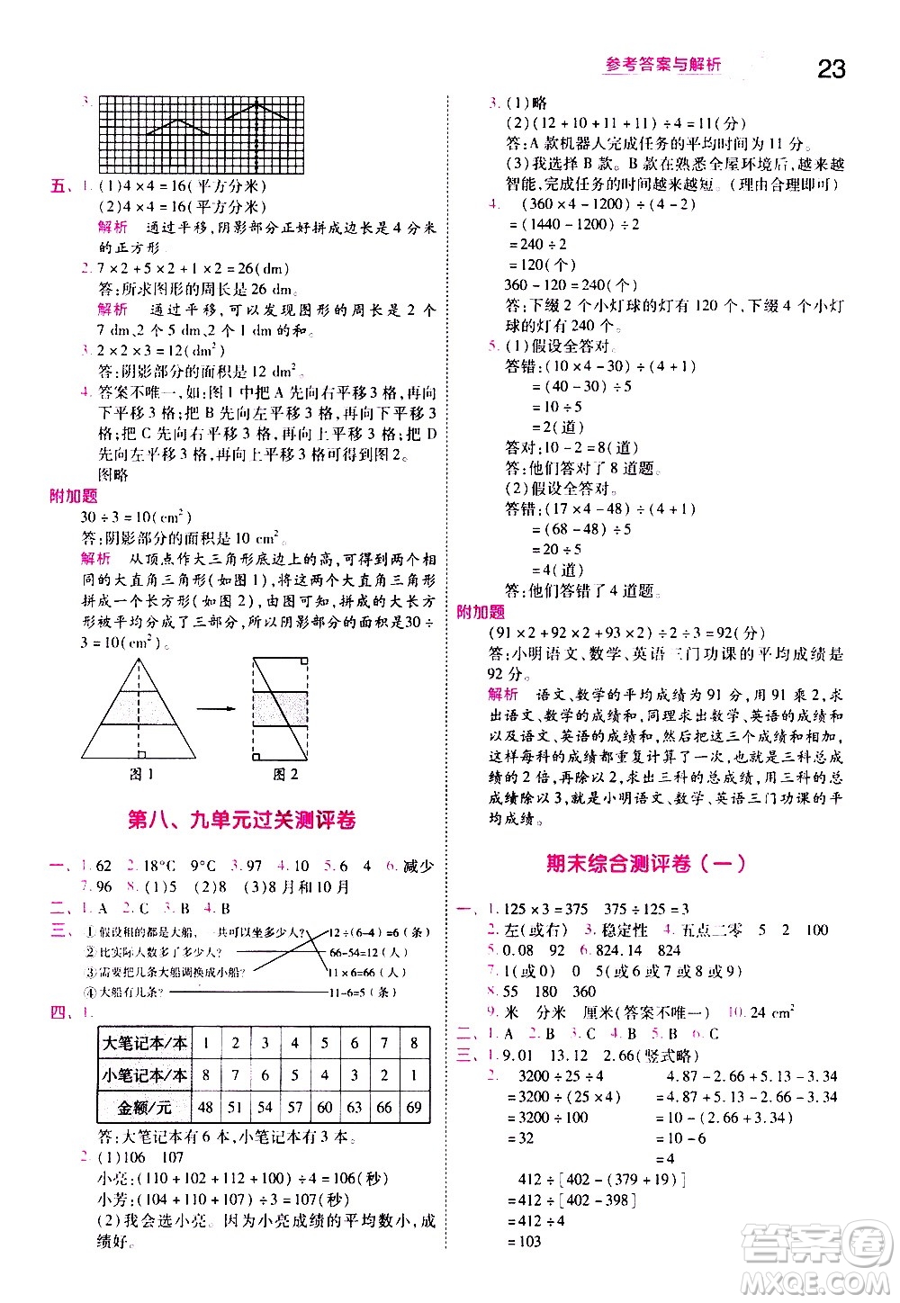 南京師范大學(xué)出版社2021春季一遍過小學(xué)數(shù)學(xué)四年級(jí)下冊(cè)RJ人教版答案