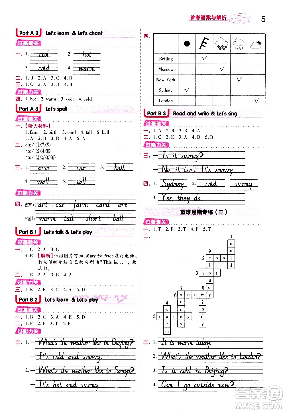 南京師范大學(xué)出版社2021春季一遍過小學(xué)英語(yǔ)四年級(jí)下冊(cè)RP人教版答案