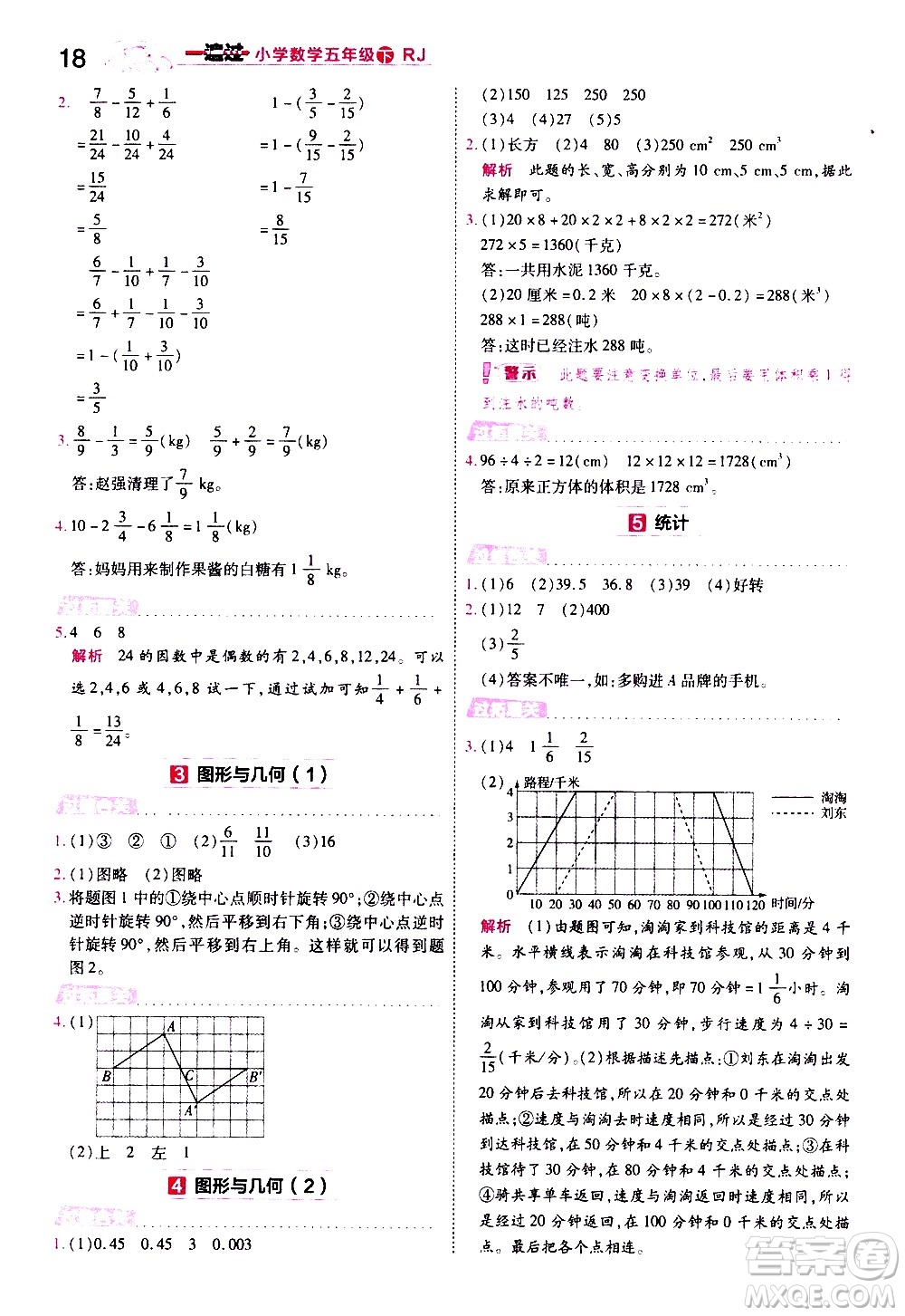 南京師范大學(xué)出版社2021春季一遍過小學(xué)數(shù)學(xué)五年級下冊RJ人教版答案