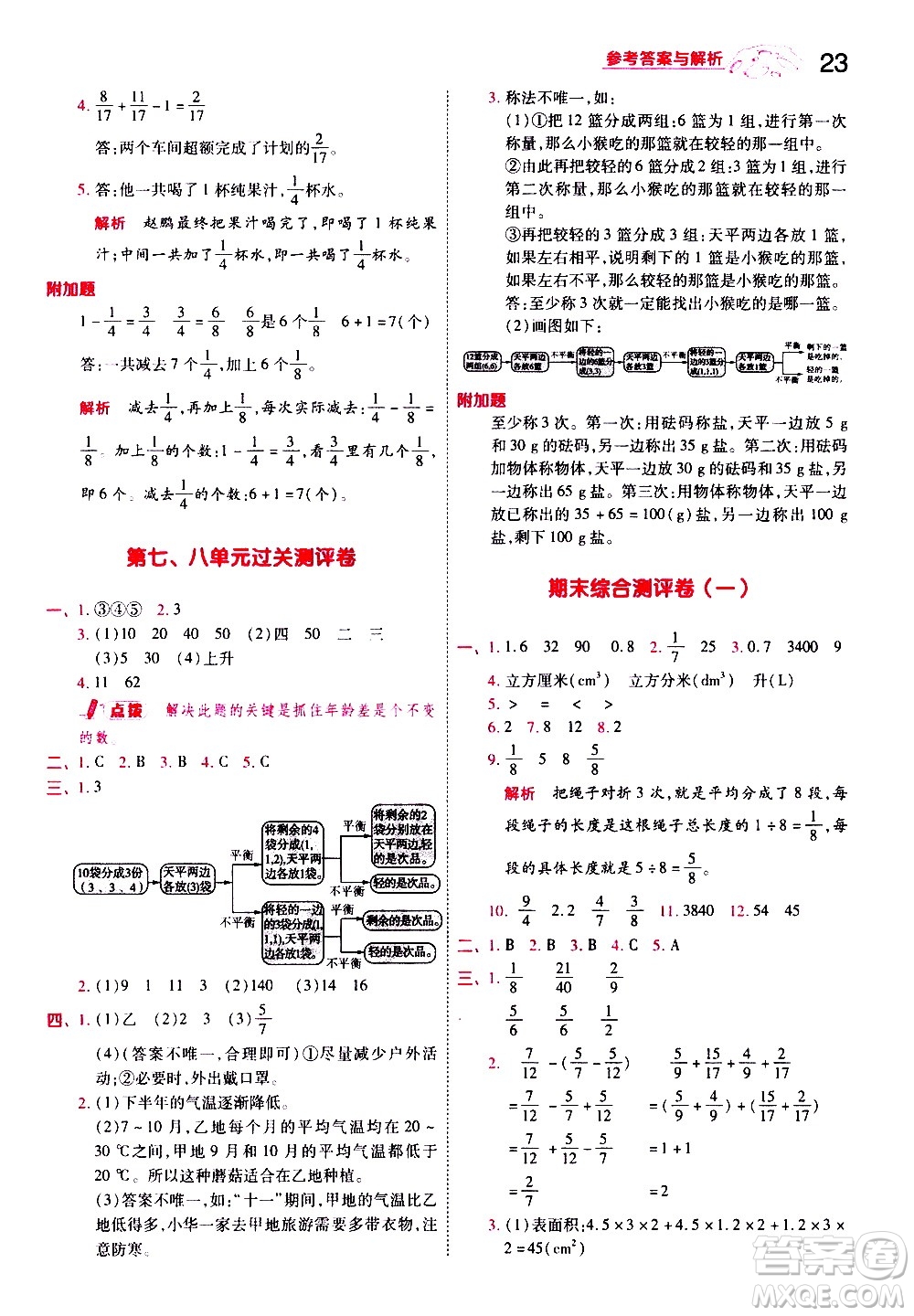 南京師范大學(xué)出版社2021春季一遍過小學(xué)數(shù)學(xué)五年級下冊RJ人教版答案