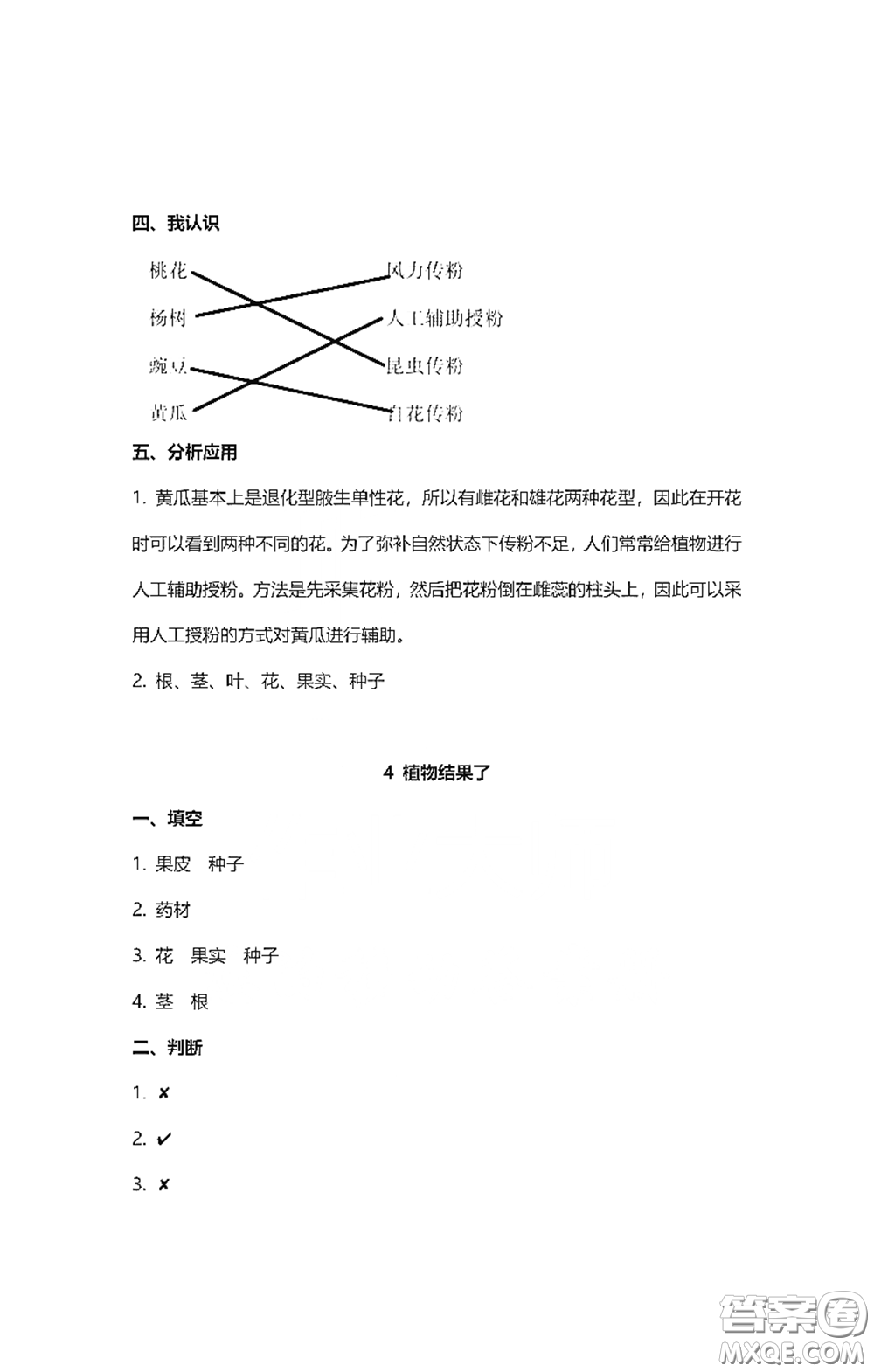 2021云南省標(biāo)準(zhǔn)教輔同步指導(dǎo)訓(xùn)練與檢測三年級科學(xué)下冊蘇教版答案