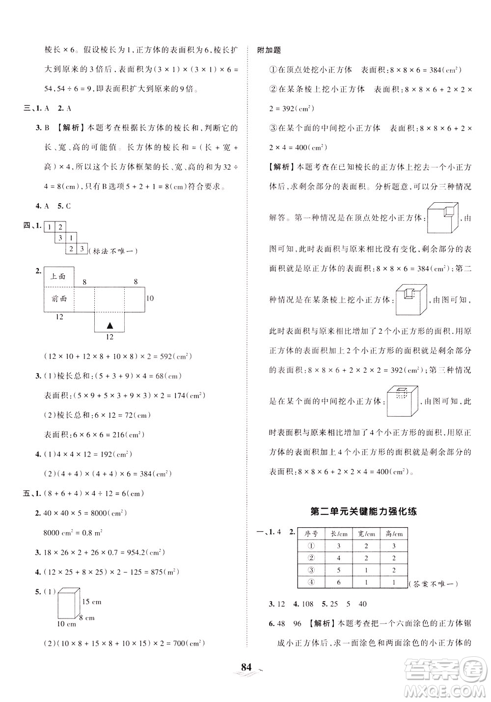 江西人民出版社2021春王朝霞培優(yōu)100分?jǐn)?shù)學(xué)五年級(jí)下冊(cè)BS北師大版答案