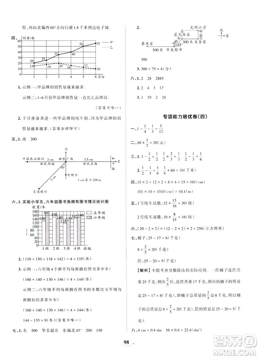 江西人民出版社2021春王朝霞培優(yōu)100分?jǐn)?shù)學(xué)五年級(jí)下冊(cè)BS北師大版答案