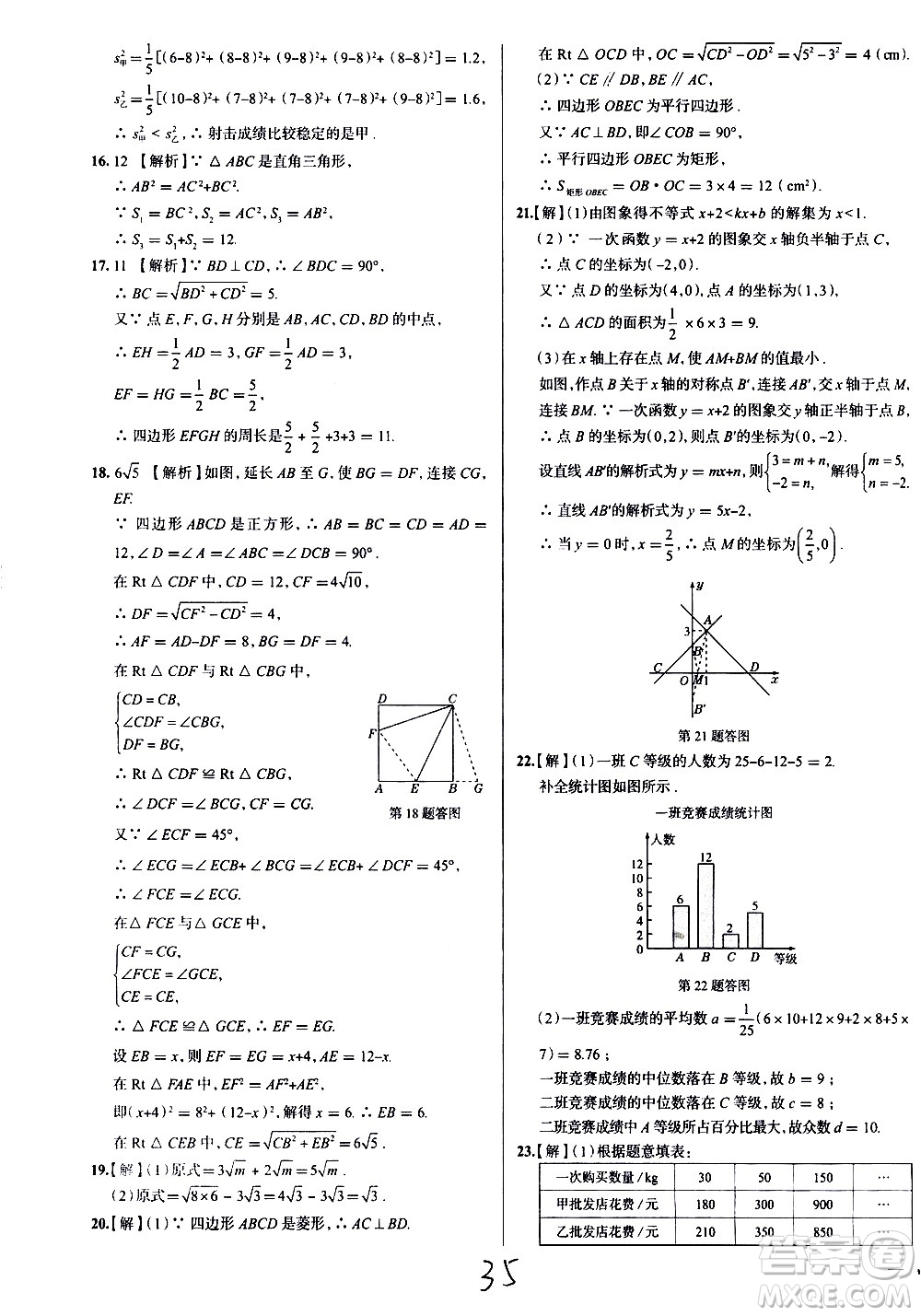 陜西人民教育出版社2021年真題圈天津考生專用練考試卷數(shù)學(xué)八年級(jí)下冊(cè)答案