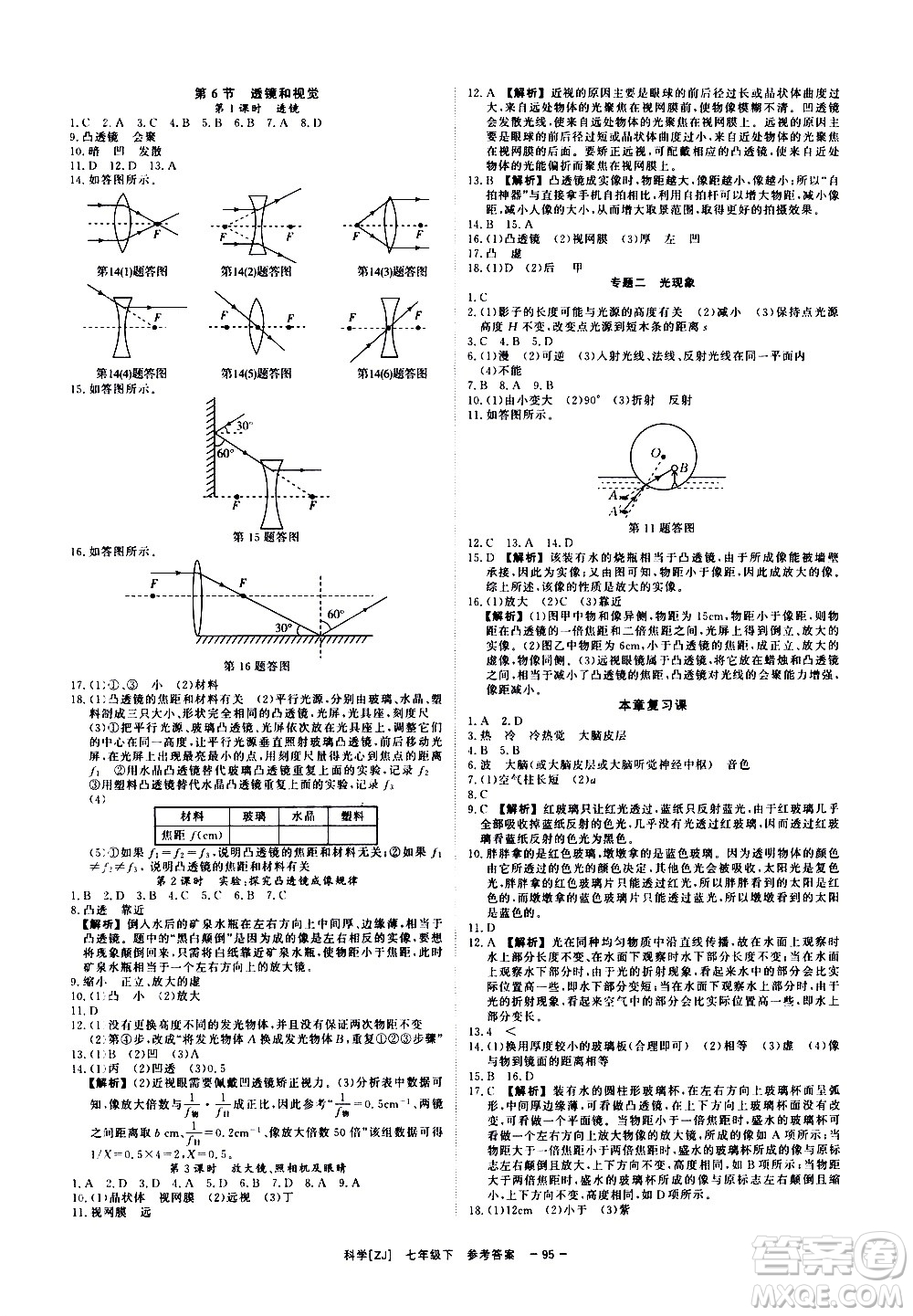 光明日?qǐng)?bào)出版社2021全效學(xué)習(xí)課時(shí)提優(yōu)科學(xué)七年級(jí)下冊(cè)ZJ浙教版B版答案