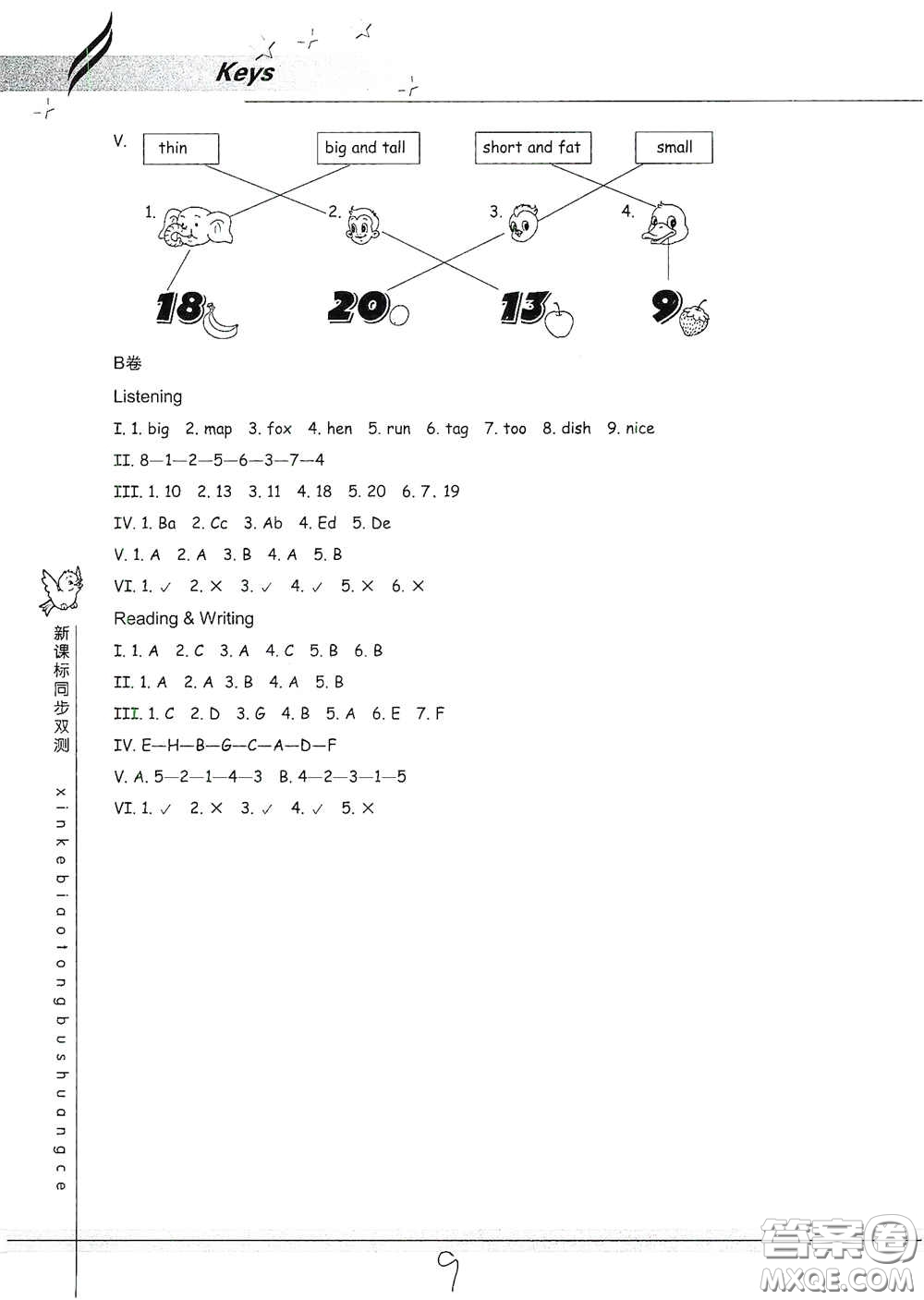 浙江教育出版社2021新課標(biāo)同步雙測三年級小學(xué)英語下冊答案