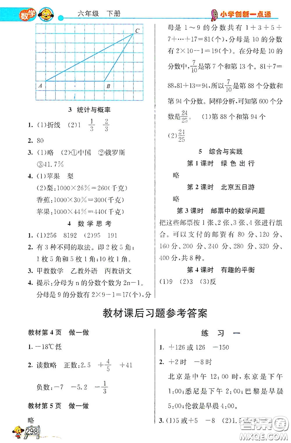 河北教育出版社2021小學(xué)創(chuàng)新一點(diǎn)通六年級(jí)數(shù)學(xué)語(yǔ)文合訂本下冊(cè)彩色升級(jí)版答案