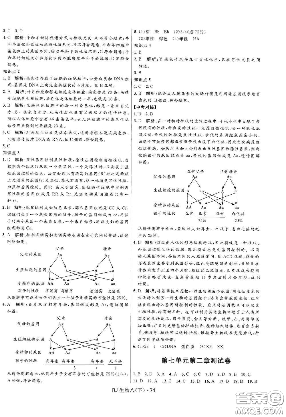 黑龍江少年兒童出版社2021創(chuàng)新與探究測(cè)試卷八年級(jí)生物下冊(cè)人教版答案